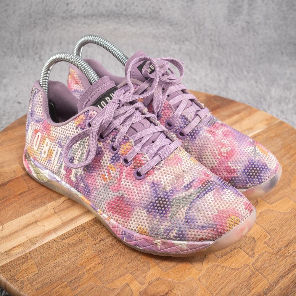 NOBULL Floral Mesh Athletic Shoes in Lavender and Multi-Color